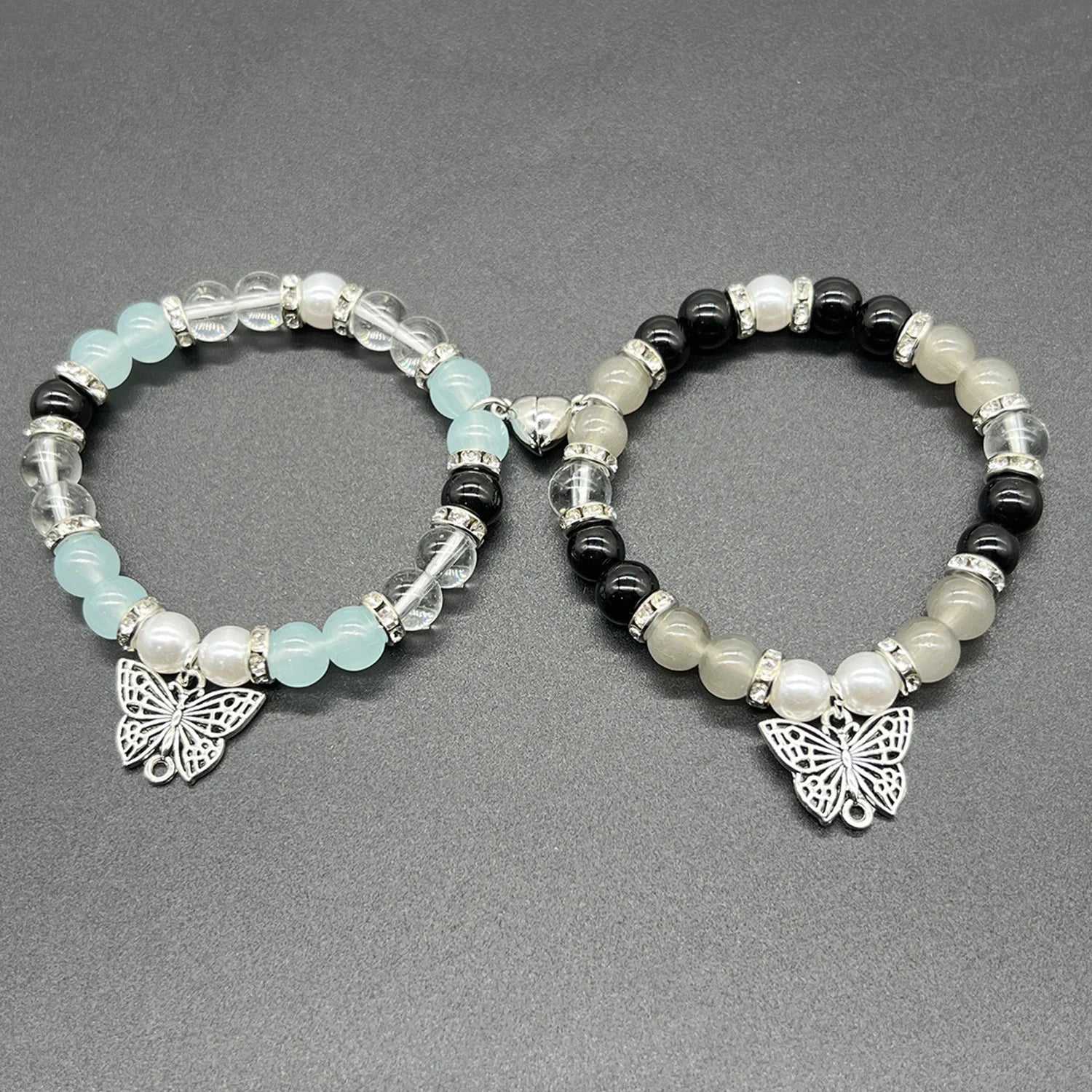 2Pcs Halloween Spider Bracelet For Women Men Magnetic Heart Couple Personality Bangles Lover Festive Jewelry Accessories Gifts