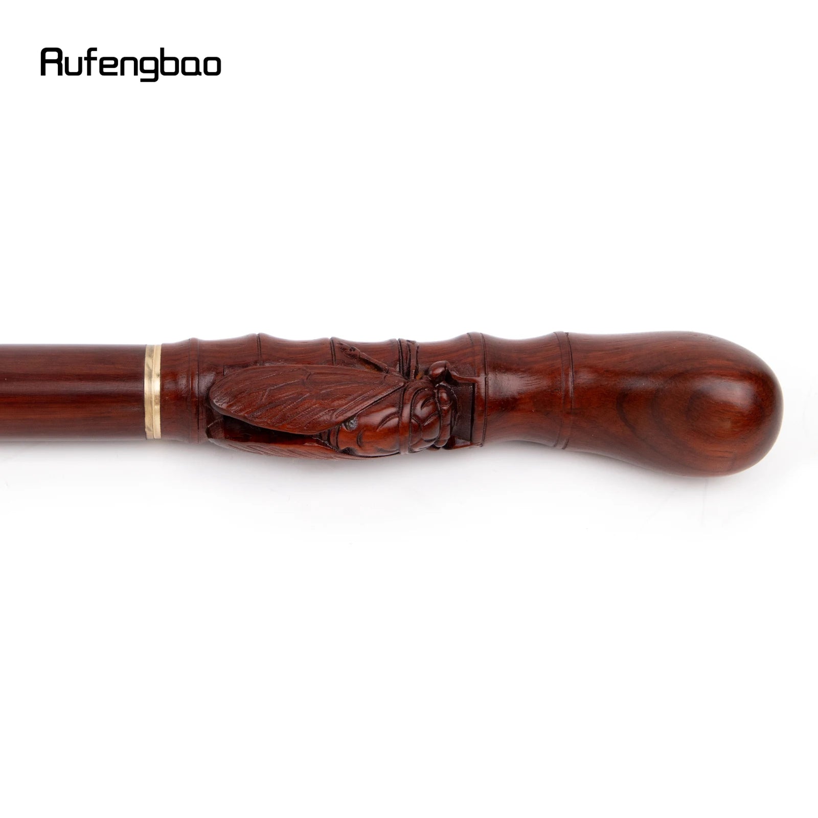 Brown Cicada Bamboo Wooden Single Joint Fashion Walking Stick Decorative Cospaly Cane Halloween Mace Crutch  Wand Crosier 100cm