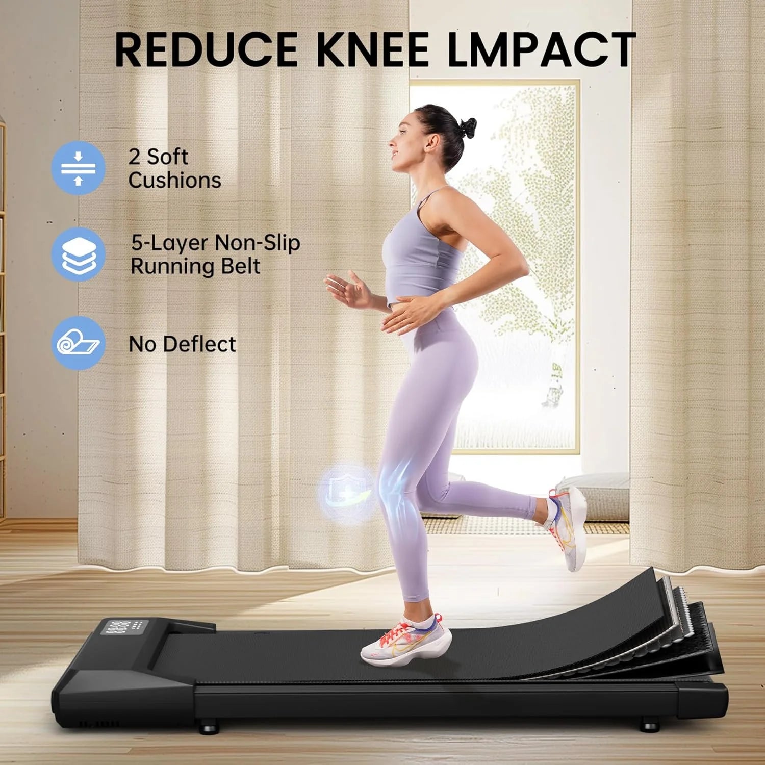 15.75 x 35.43 Inch Running Area Treadmill Pad Running Walking Under Desk Exercise Run Training Walking Treadmill