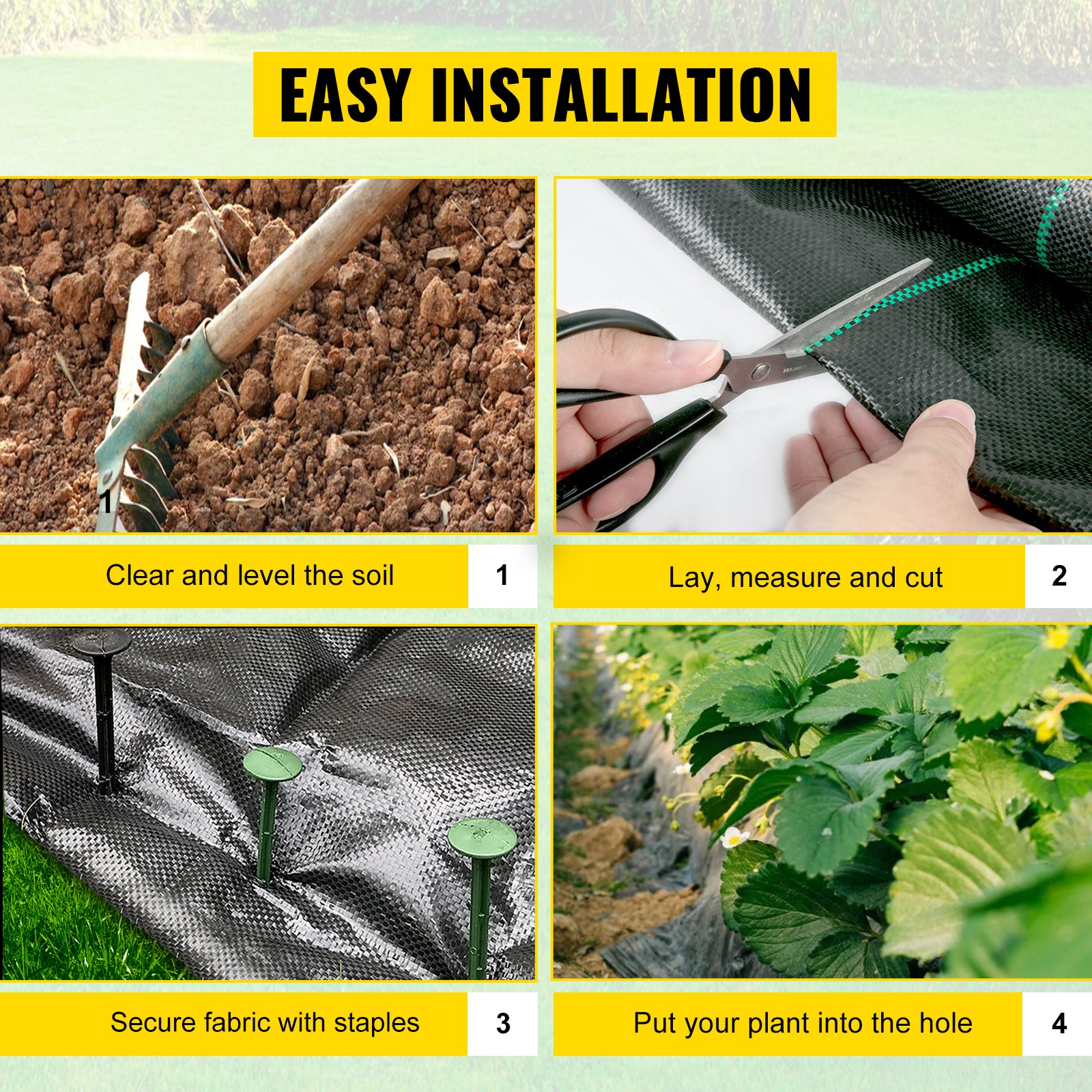 SucceBuy Landscape Fabric 6ftx300ft Geotextile Fabric Durable Heavy Duty 1.5oz Ground Cover Woven For Commercial Greenhouse Yard